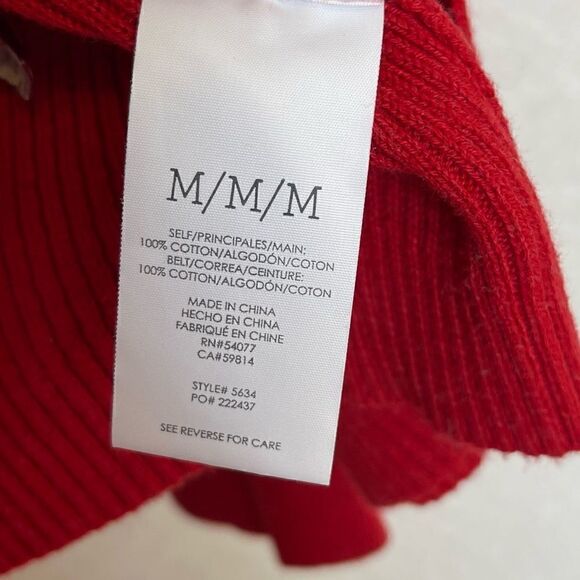 CAbi Balloon Sleeve Ribbed Belted Cabaret Cardigan Sweater M - Picture 4 of 5